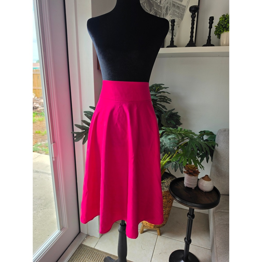 Belle Poque Hot Pink High Waisted A-Line Midi Skirt 2XL Retro Vintage Style